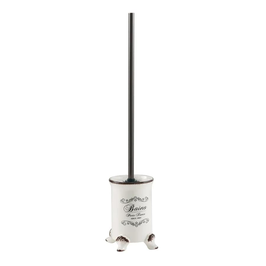 Portascopino d'appoggio in ceramica bianco con scopino in setole - Amelie di Gedy