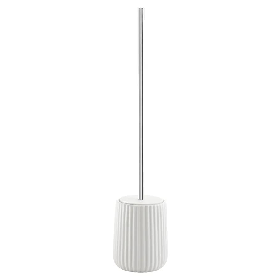 Portascopino d'appoggio in ceramica bianco rigato - Marika di Gedy