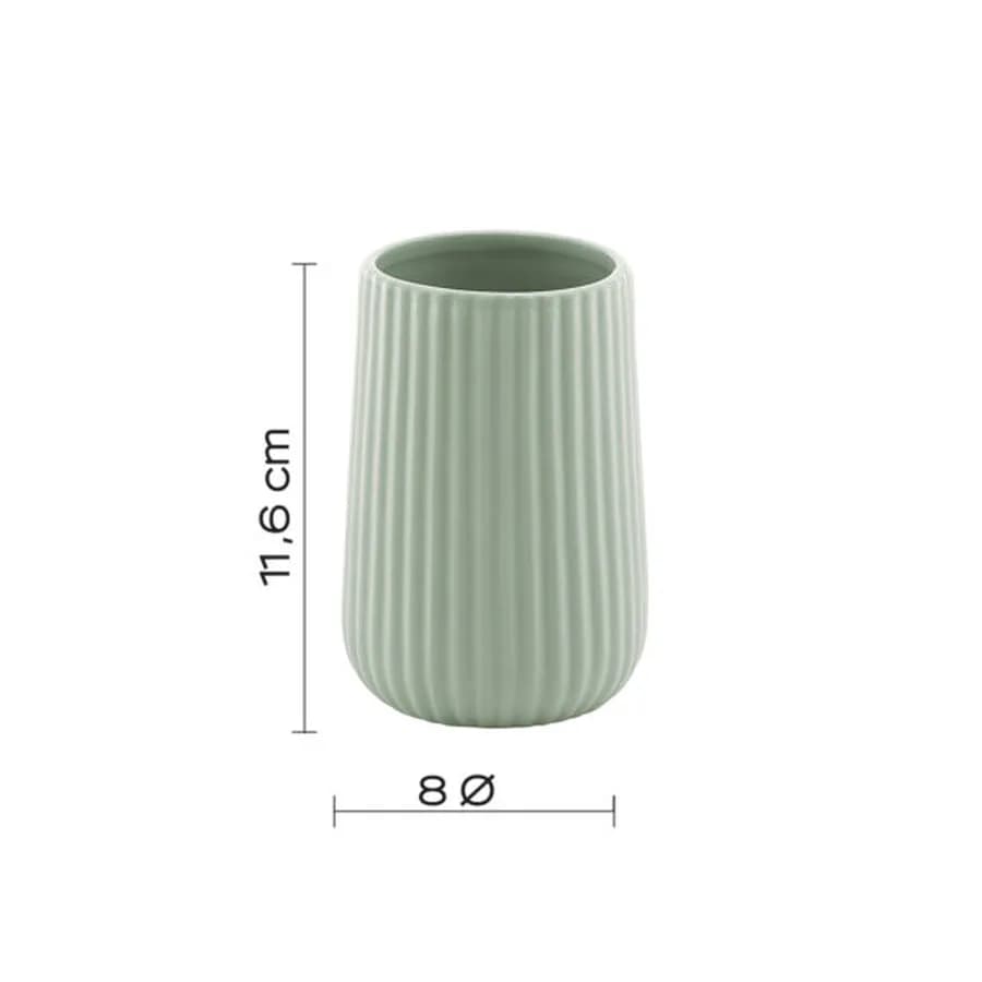 Portaspazzolini da appoggio in ceramica verde menta rigato - Marika di Gedy