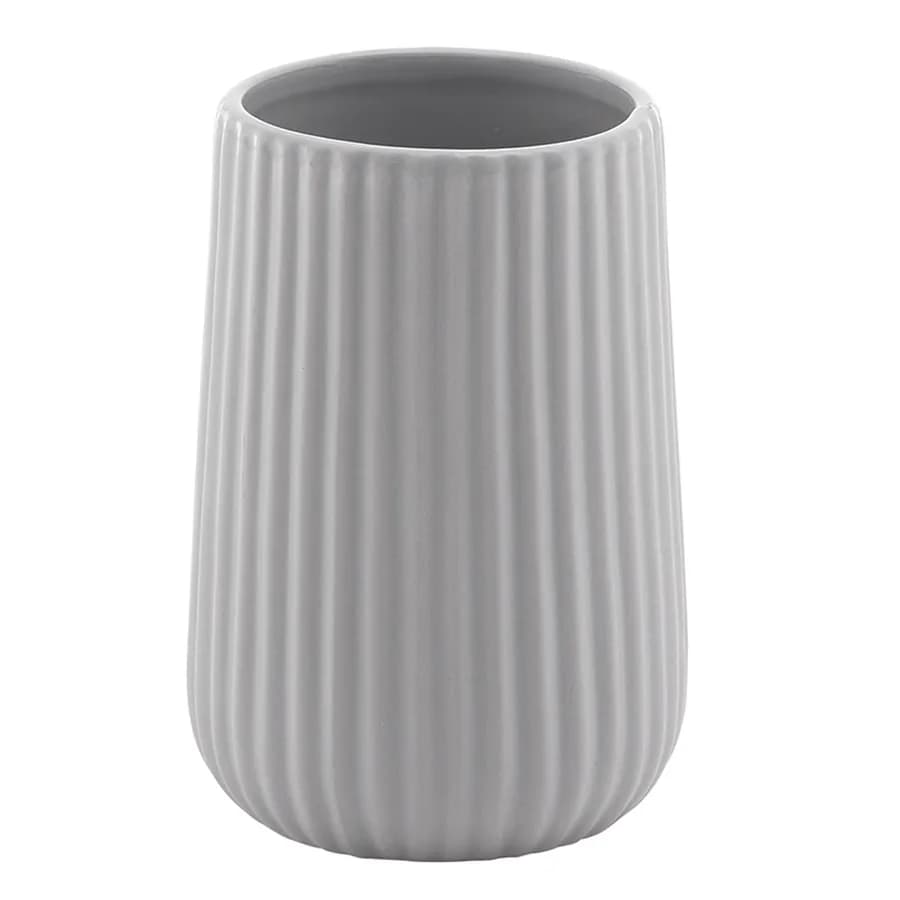 Portaspazzolini da appoggio in ceramica grigio rigato - Marika di Gedy