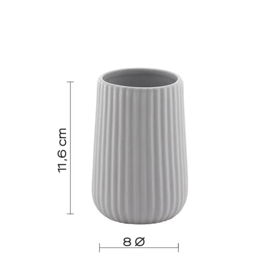 Portaspazzolini da appoggio in ceramica grigio rigato - Marika di Gedy