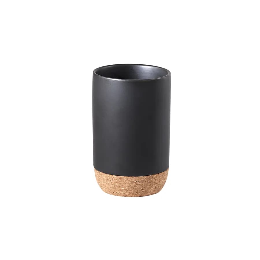 Portaspazzolini d'appoggio in ceramica nero e sughero - Ilary di Gedy