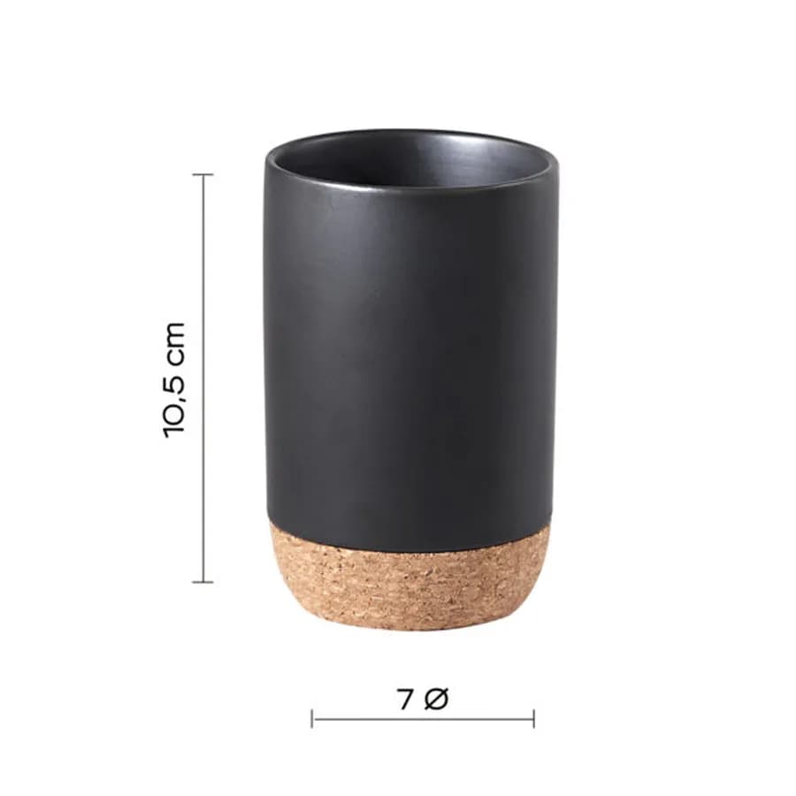 Portaspazzolini d'appoggio in ceramica nero e sughero - Ilary di Gedy