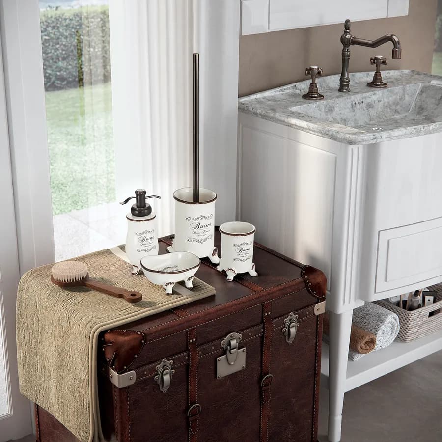 Portaspazzolini d'appoggio in ceramica bianco - Amelie di Gedy