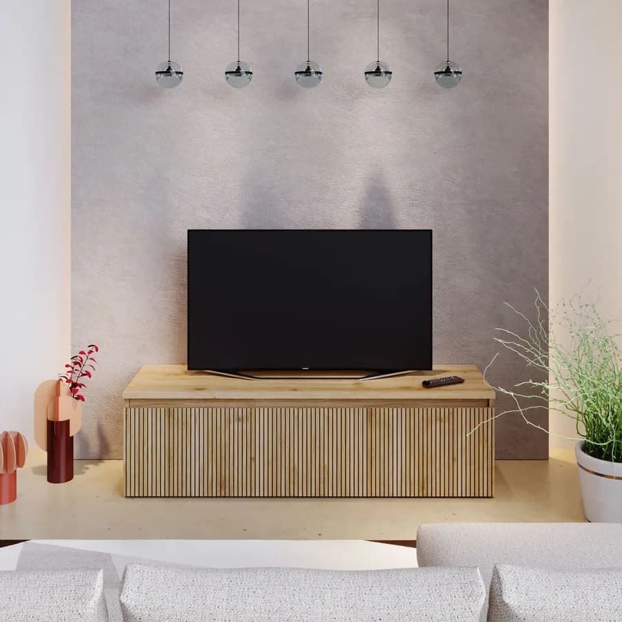 Porta tv 138x40h cadiz cannettato con cassettone - Clary