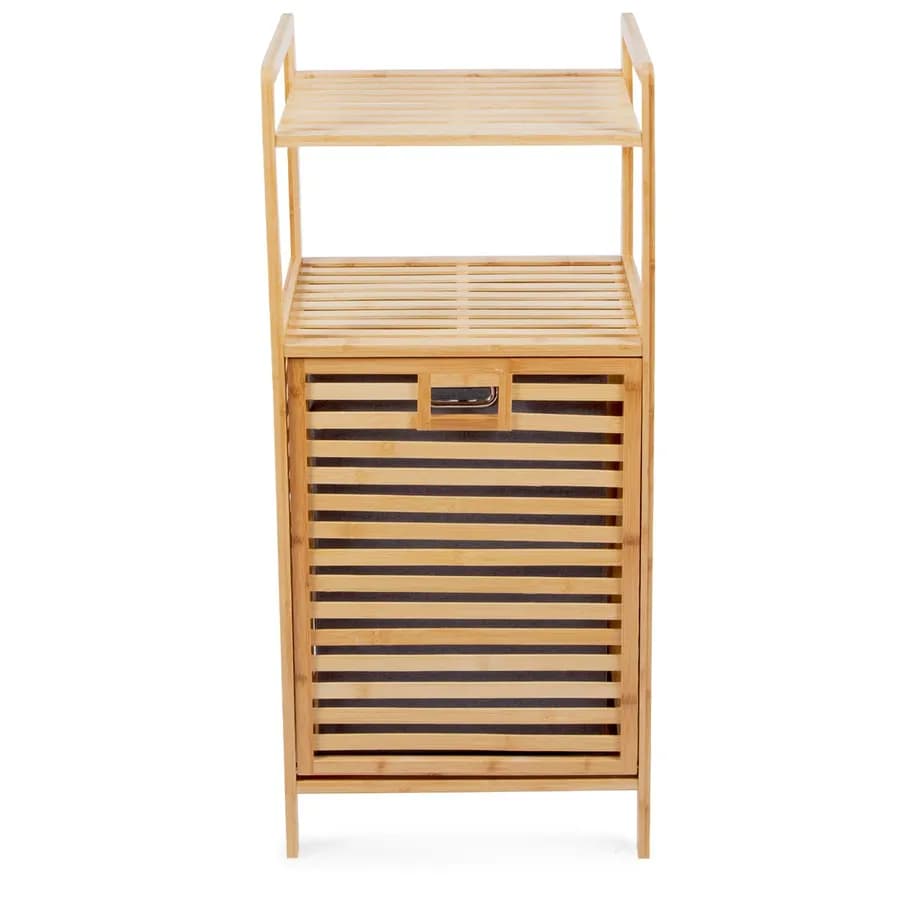 Portabiancheria in legno bambù estraibile con ripiano superiore da bagno o lavanderia - Grace
