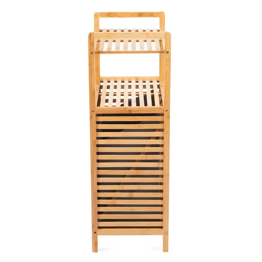 Portabiancheria in legno bambù estraibile con ripiano superiore da bagno o lavanderia - Grace