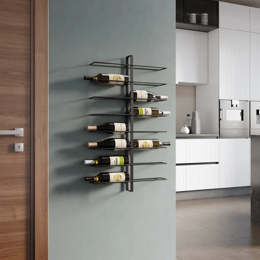 Portabottiglie da parete 52x90h cm in metallo nero - Cabernet