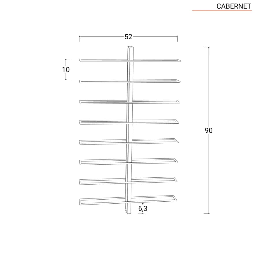 Portabottiglie da parete 52x90h cm in metallo nero - Cabernet
