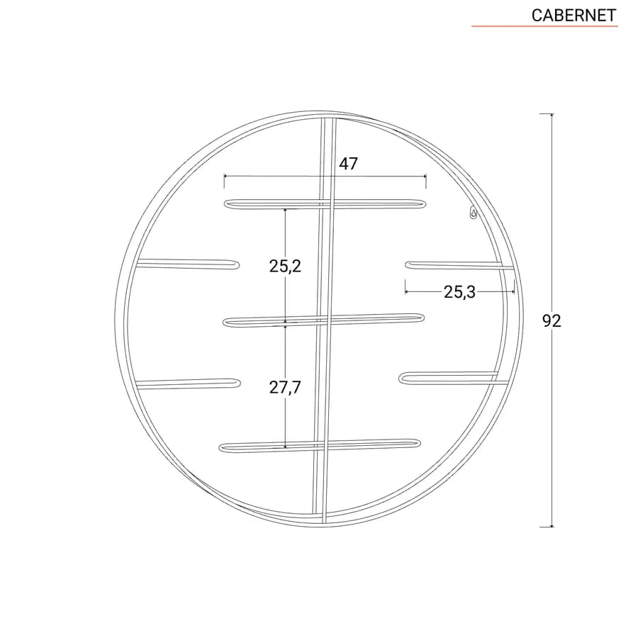 Portabottiglie da parete rotondo 92 cm in metallo nero - Cabernet