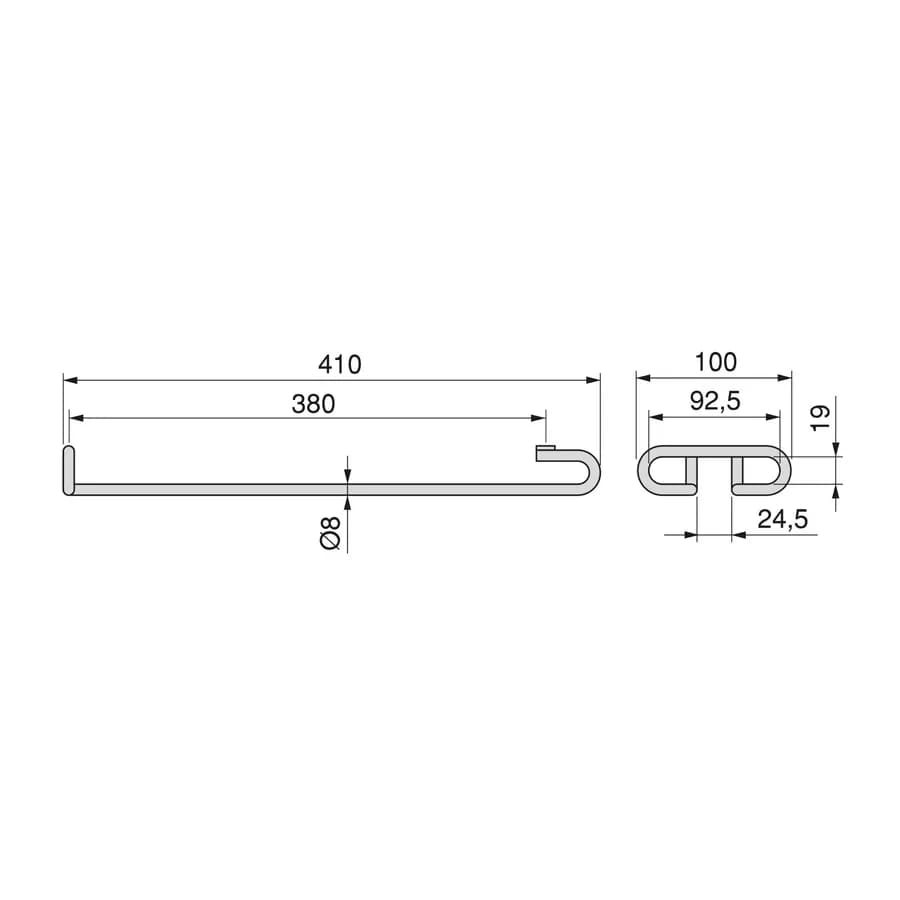 Portacalici in linea 41 cm in acciaio cromo lucido - Slined
