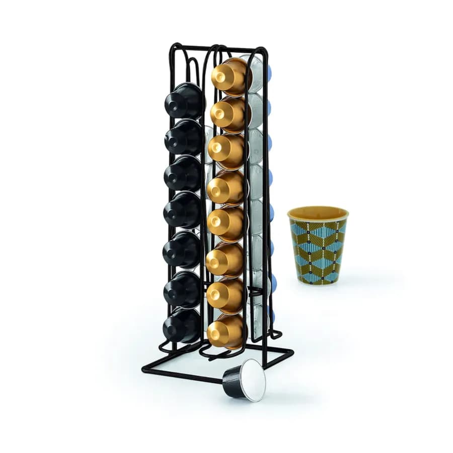 Portacapsule doppio 30h cm in acciaio nero