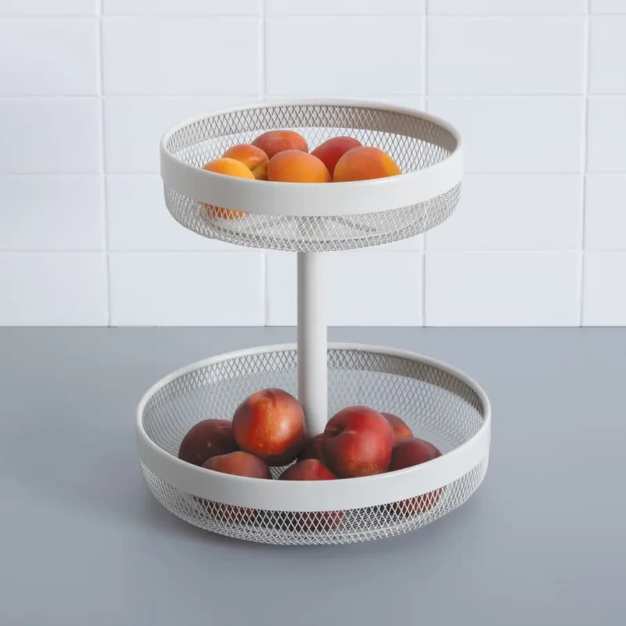 Portafrutta 31h cm in acciaio bianco con 2 livelli