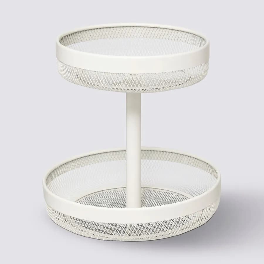 Portafrutta 31h cm in acciaio bianco con 2 livelli