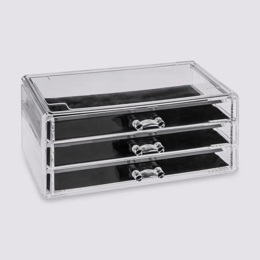 Portagioie 24x15h cm trasparente con 3 cassetti
