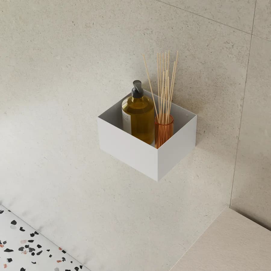 Portaoggetti 15x12x10h cm in acciaio inox bianco opaco