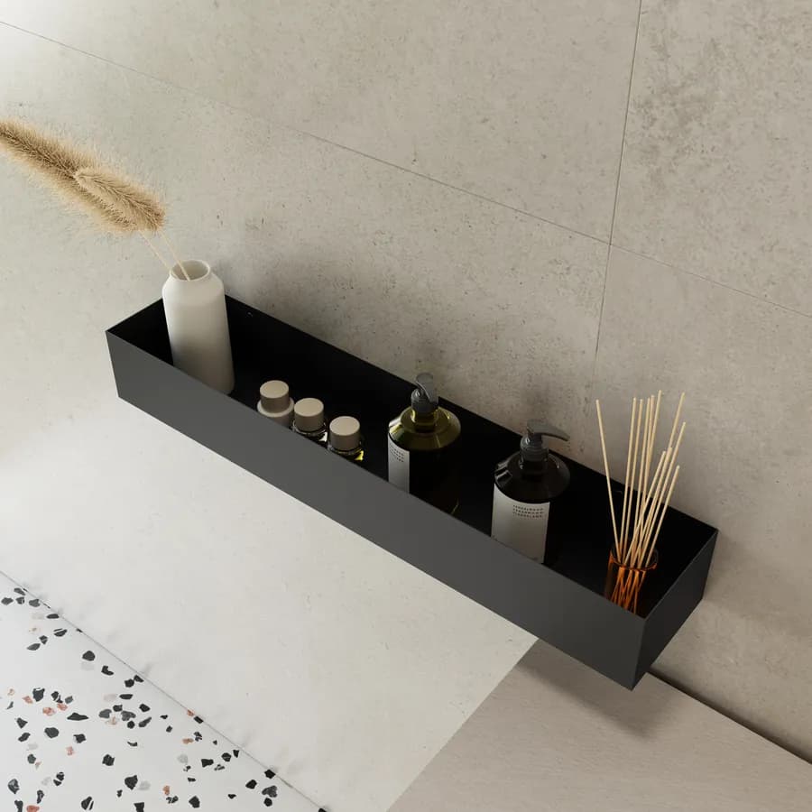Portaoggetti 90x12x10h cm in acciaio inox nero opaco