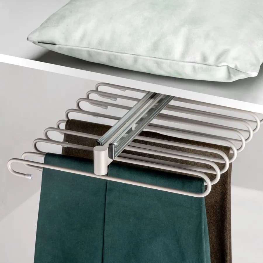 Portapantaloni estraibile per armadio in acciaio verniciato grigio pietra - Practiko