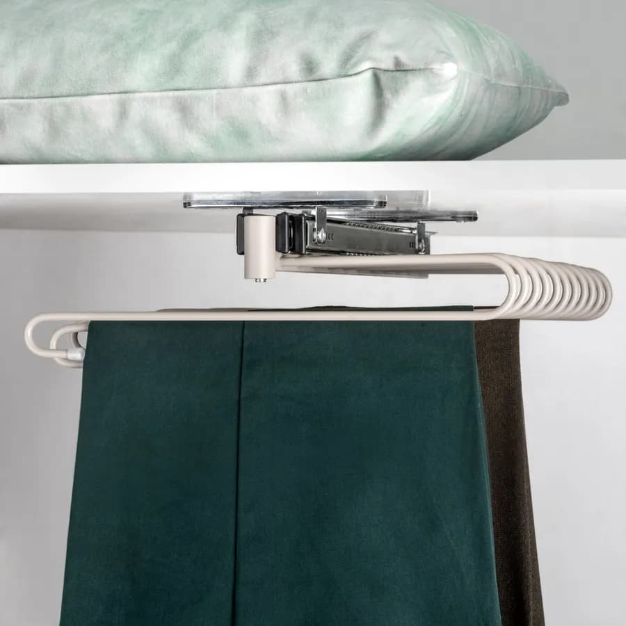 Portapantaloni estraibile per armadio in acciaio verniciato grigio pietra - Practiko