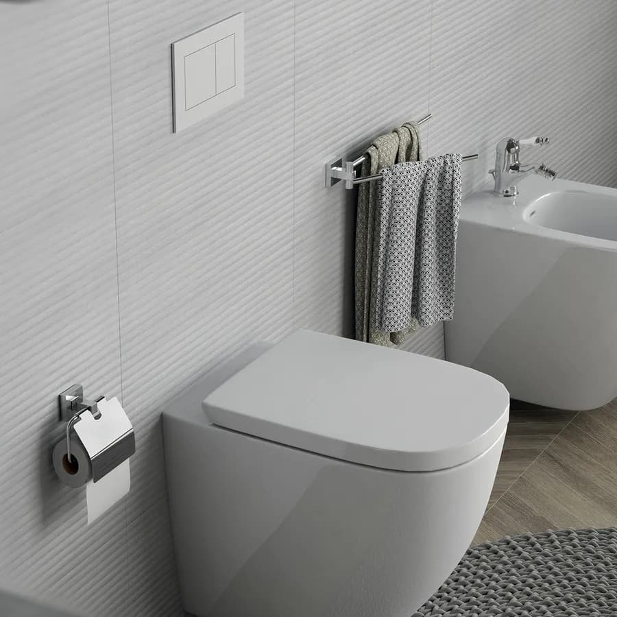 Portarotolo coperto a muro in acciaio inox e cromall cromo - Olimpo di Gedy