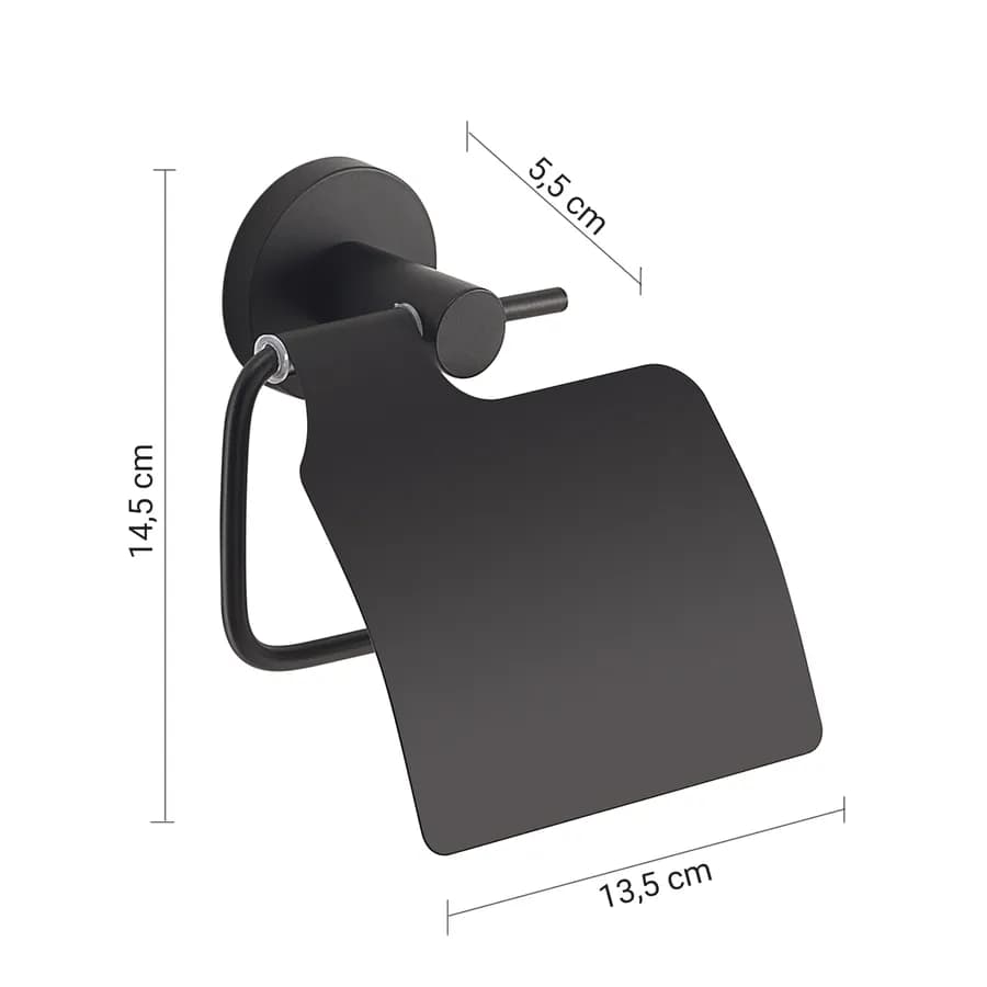 Portarotolo coperto in acciaio inox e cromall nero - Felce di Gedy