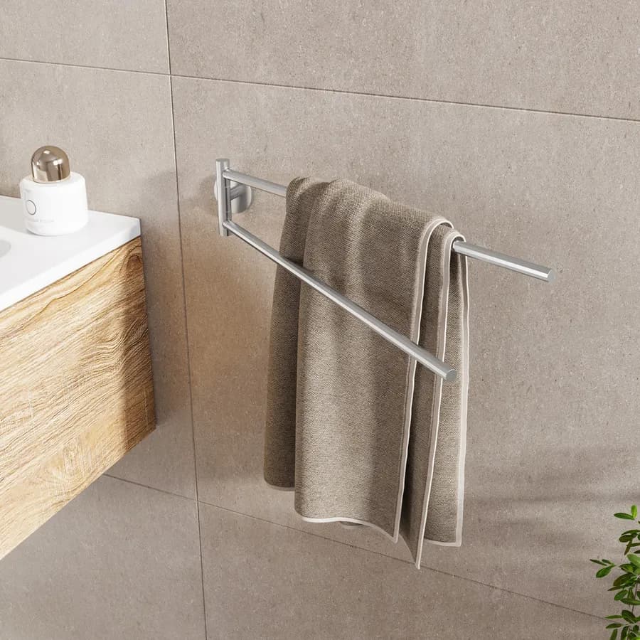 Portasalviette con fissaggio a snodo a muro con 2 bracci in acciaio inox spazzolato - Billie