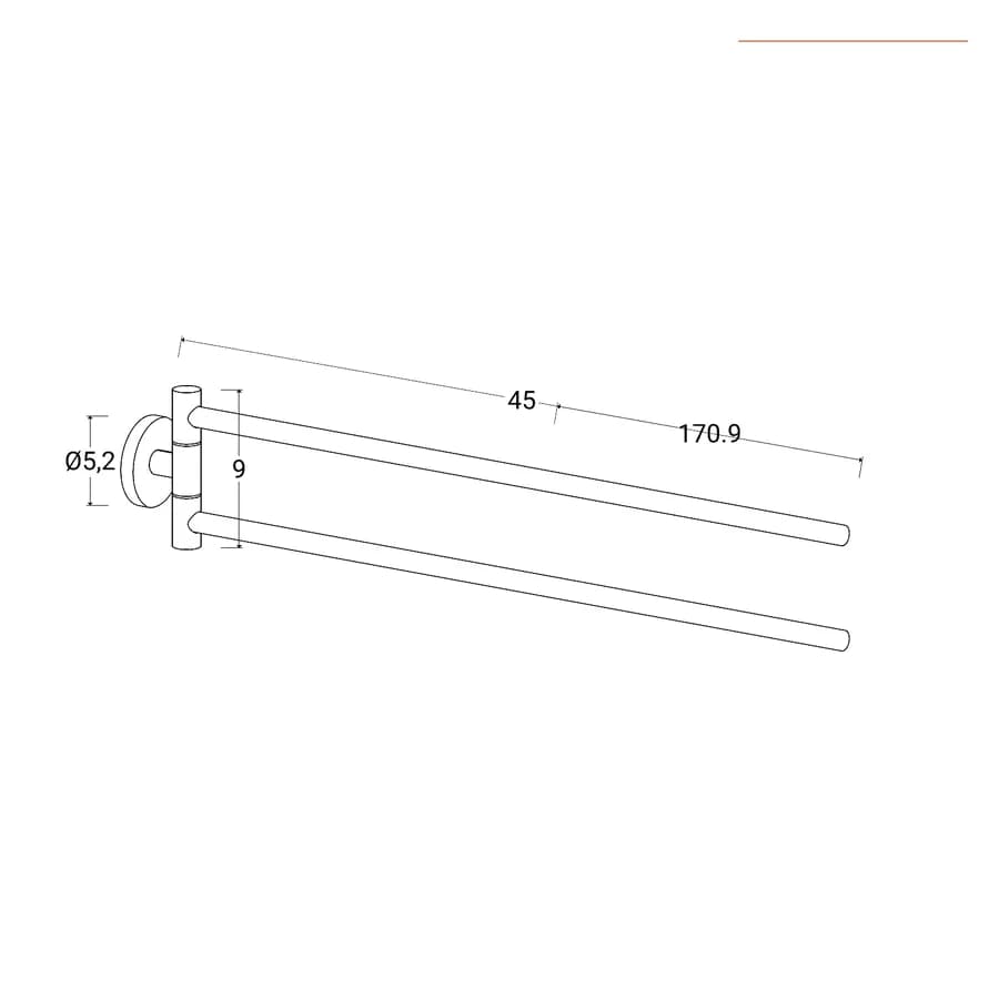 Portasalviette con fissaggio a snodo a muro con 2 bracci in acciaio inox spazzolato - Billie