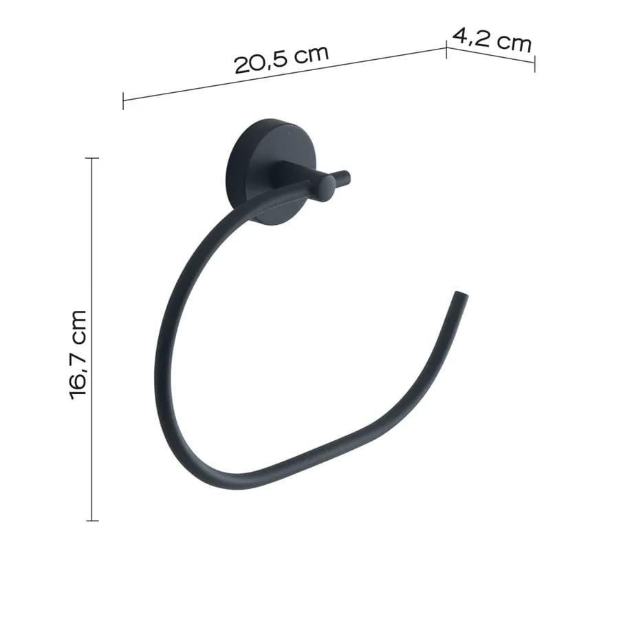 Portasalviette a muro ad anello in acciaio inox e cromall nero - Eros di Gedy