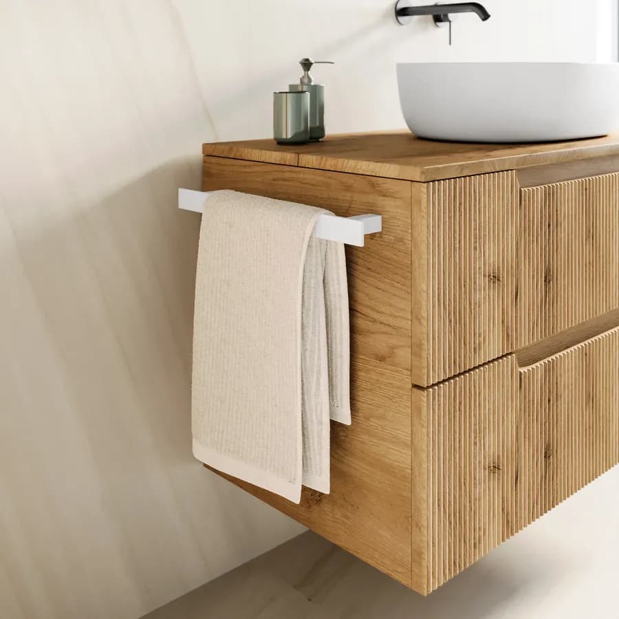 Portasalviette slim per mobile bagno 38 cm in alluminio bianco - Arya