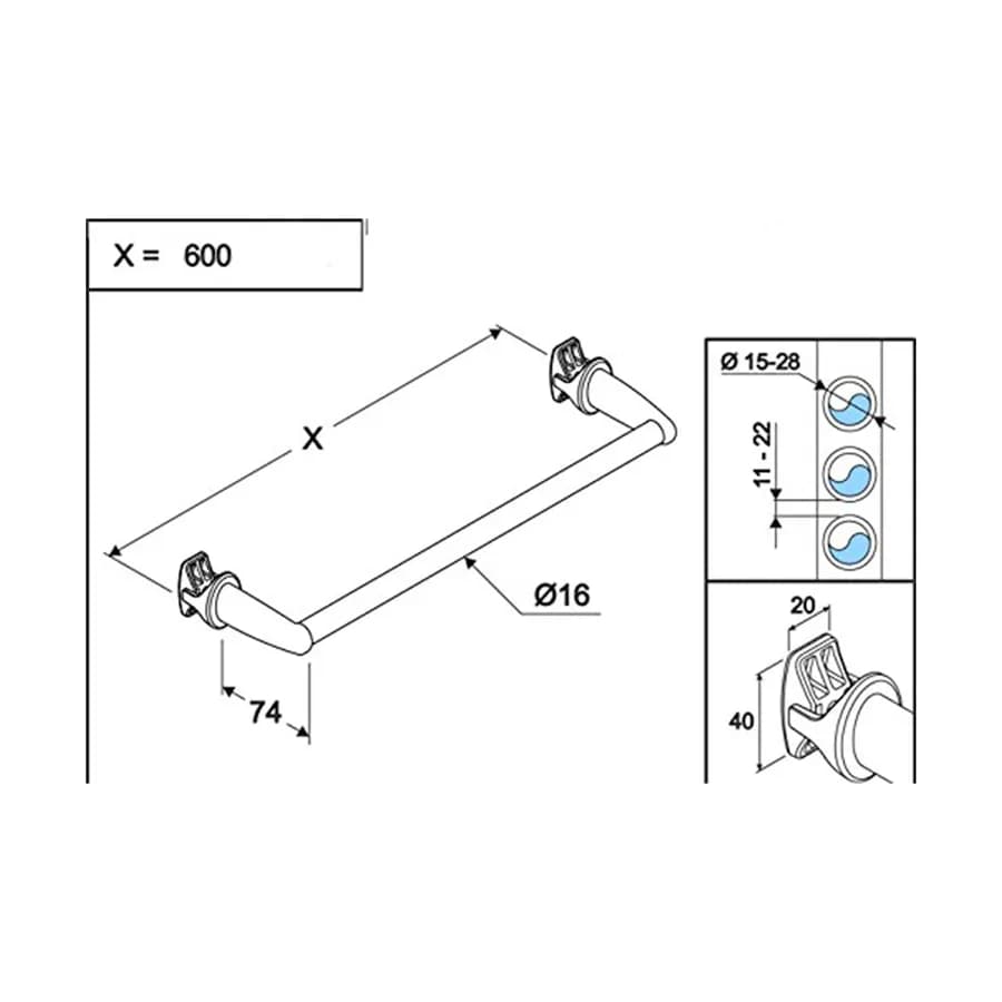 Portasalviette per radiatori e termoarredi da 70 cm bianco abs porta asciugamani