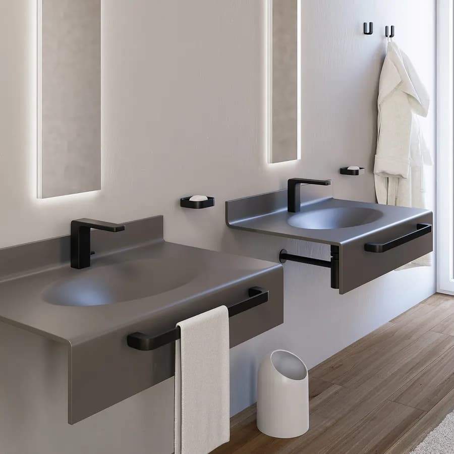 Portasapone inamovibile in acciaio inox e cromall nero - Outline di Gedy