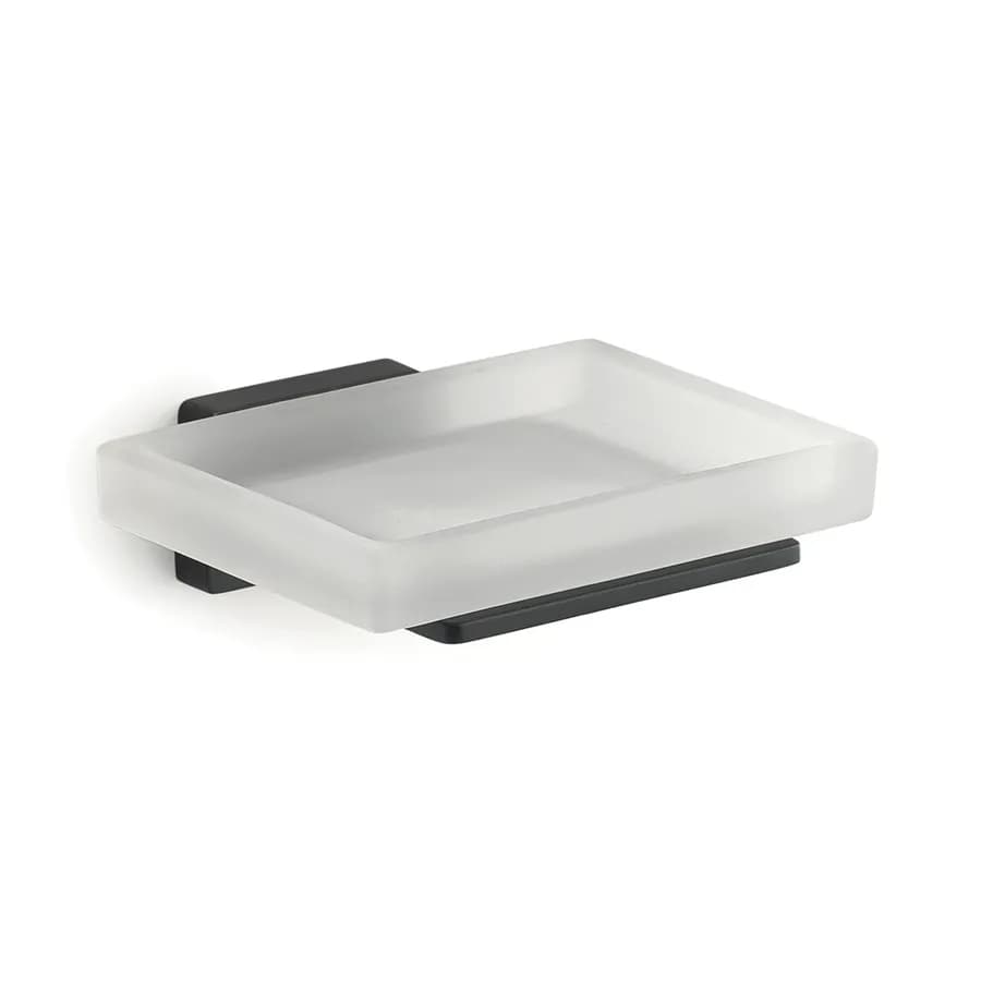 Portasapone a muro in acciaio inox nero e vetro satinato - Atena di Gedy