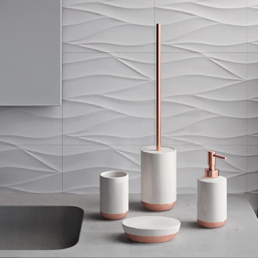 Portasapone d'appoggio in ceramica bianco lucido e rame - Rita di Gedy
