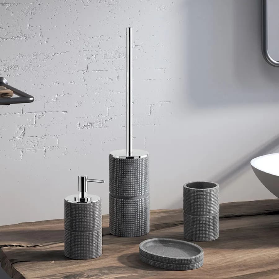 Portasapone d'appoggio grigio con texture in rilievo - Petra di Gedy