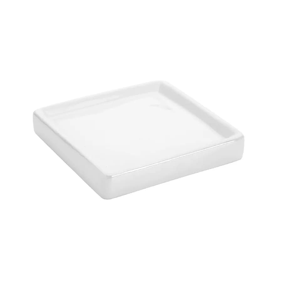 Portasapone quadrato in ceramica bianco lucido - Linea Cuba