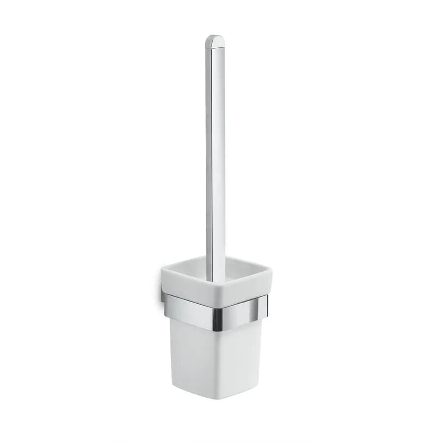 Portascopino a muro in acciaio inox e ceramica bianco - Spluga di Gedy