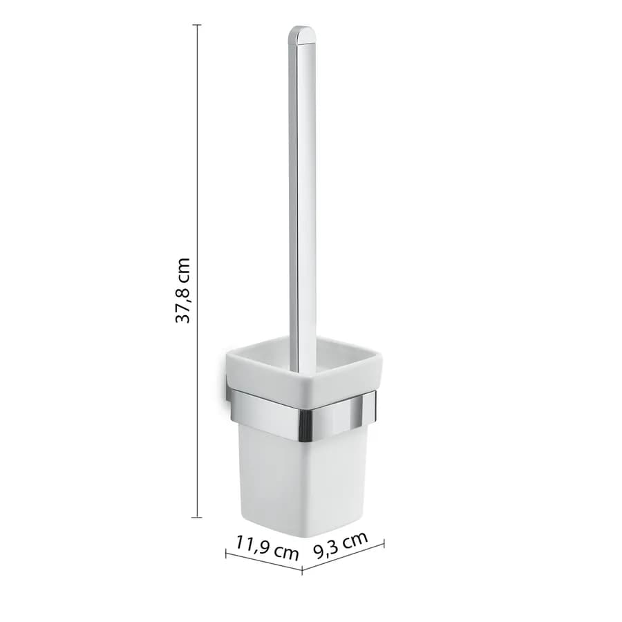 Portascopino a muro in acciaio inox e ceramica bianco - Spluga di Gedy