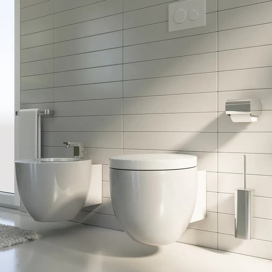 Portascopino a muro in acciaio inox e cromall cromo - Outline di Gedy