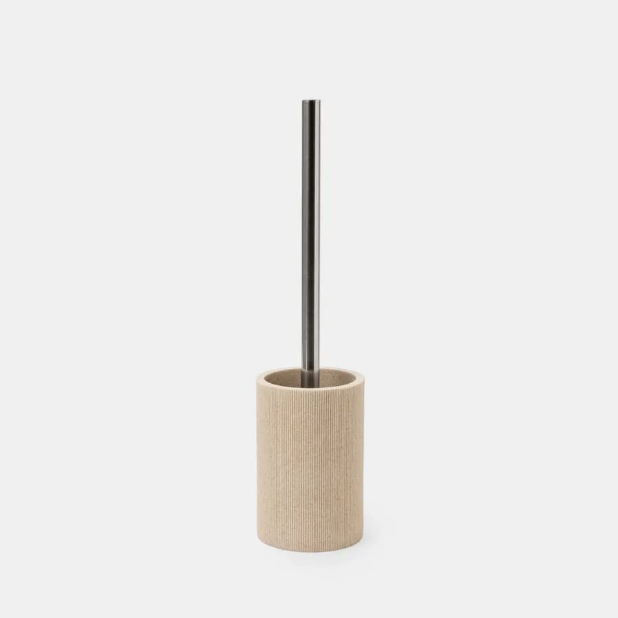 Portascopino d'appoggio beige effetto pietra rigato - Oratio