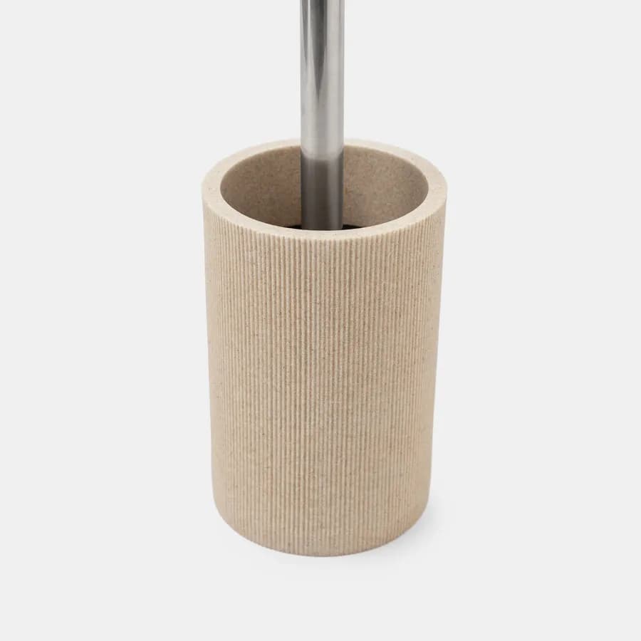 Portascopino d'appoggio beige effetto pietra rigato - Oratio