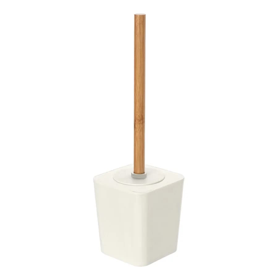 Portascopino da appoggio bianco effetto legno - Linea bamboo