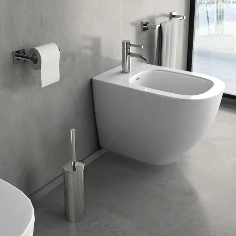 Portascopino d'appoggio in acciaio inox cromo - Fuji di Gedy
