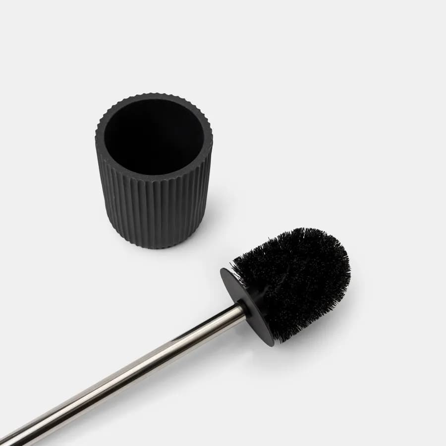 Portascopino d'appoggio nero effetto pietra striato - Spotty