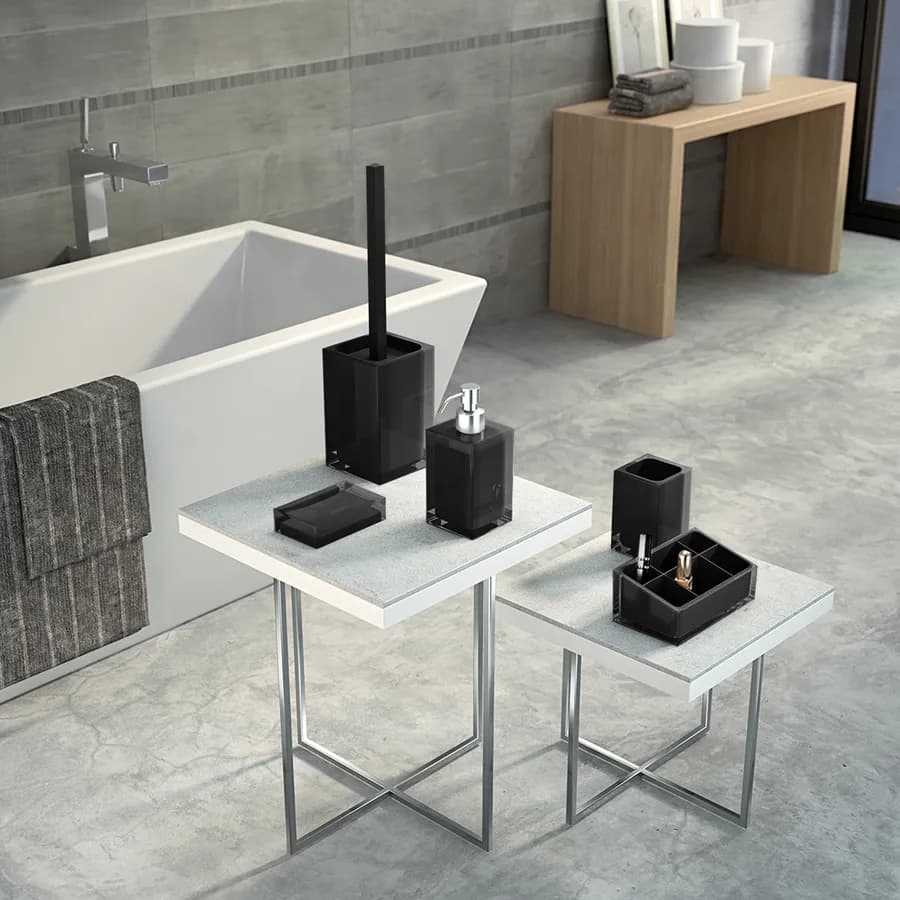 Portascopino d'appoggio con scopino in setole nero e trasparente - Rainbow di Gedy