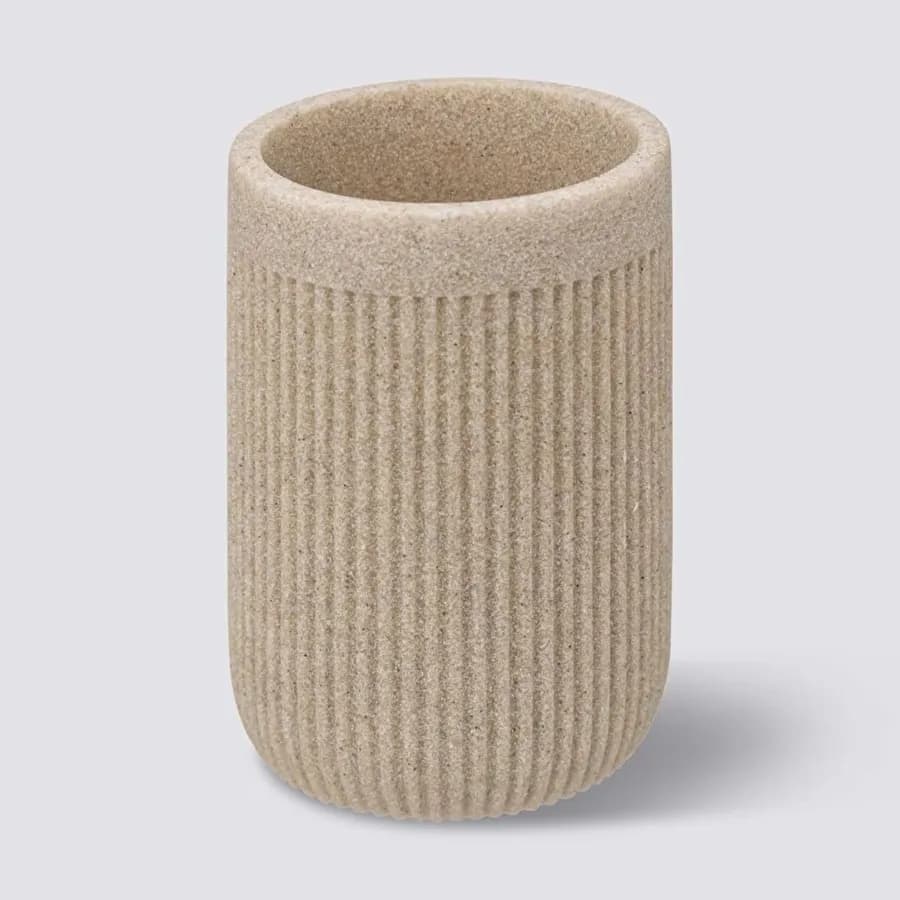 Portaspazzolini d'appoggio effetto pietra beige - Onyce