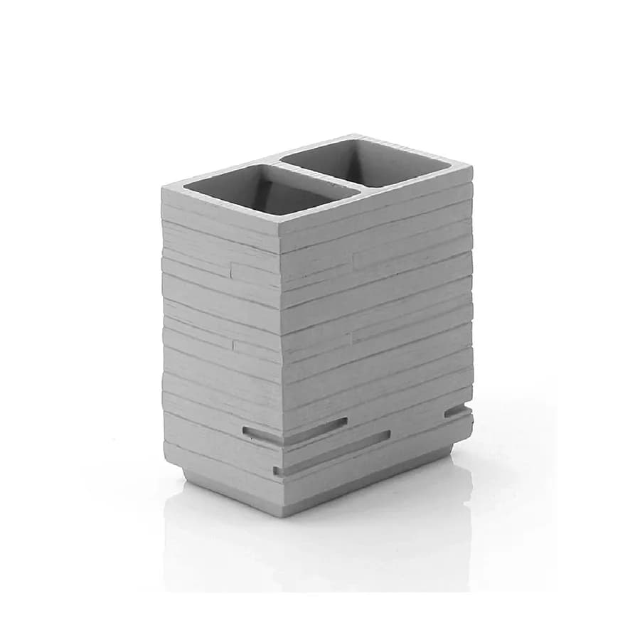 Portaspazzolini d'appoggio in resina grigio - Quadrotto di Gedy