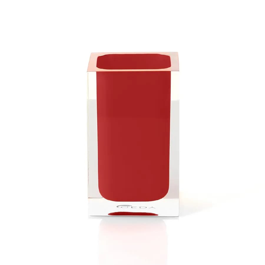 Portaspazzolini d'appoggio rosso e trasparente - Rainbow di Gedy