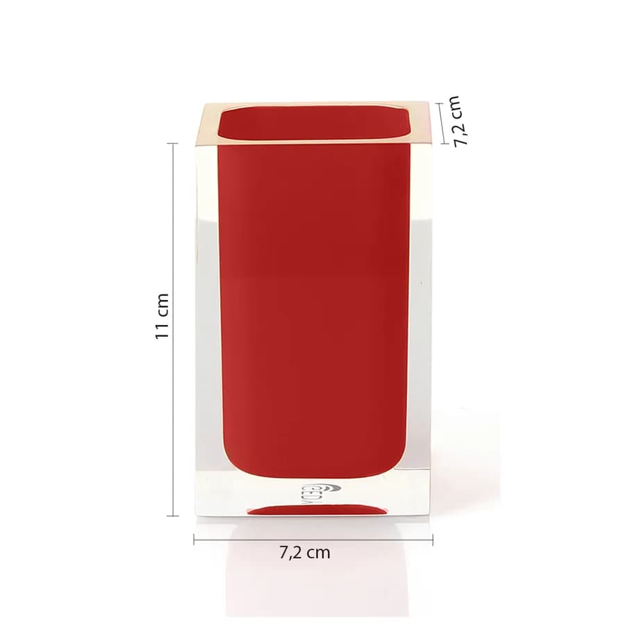 Portaspazzolini d'appoggio rosso e trasparente - Rainbow di Gedy