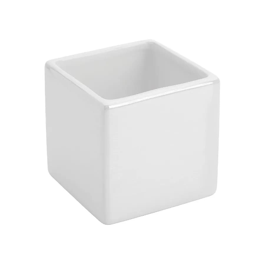 Portaspazzolini in ceramica bianco lucido - Linea Cuba