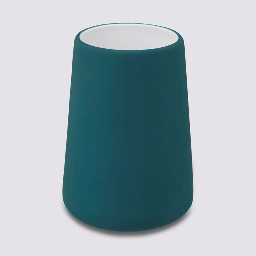 Portaspazzolino da appoggio in gres blu petrolio - Noix
